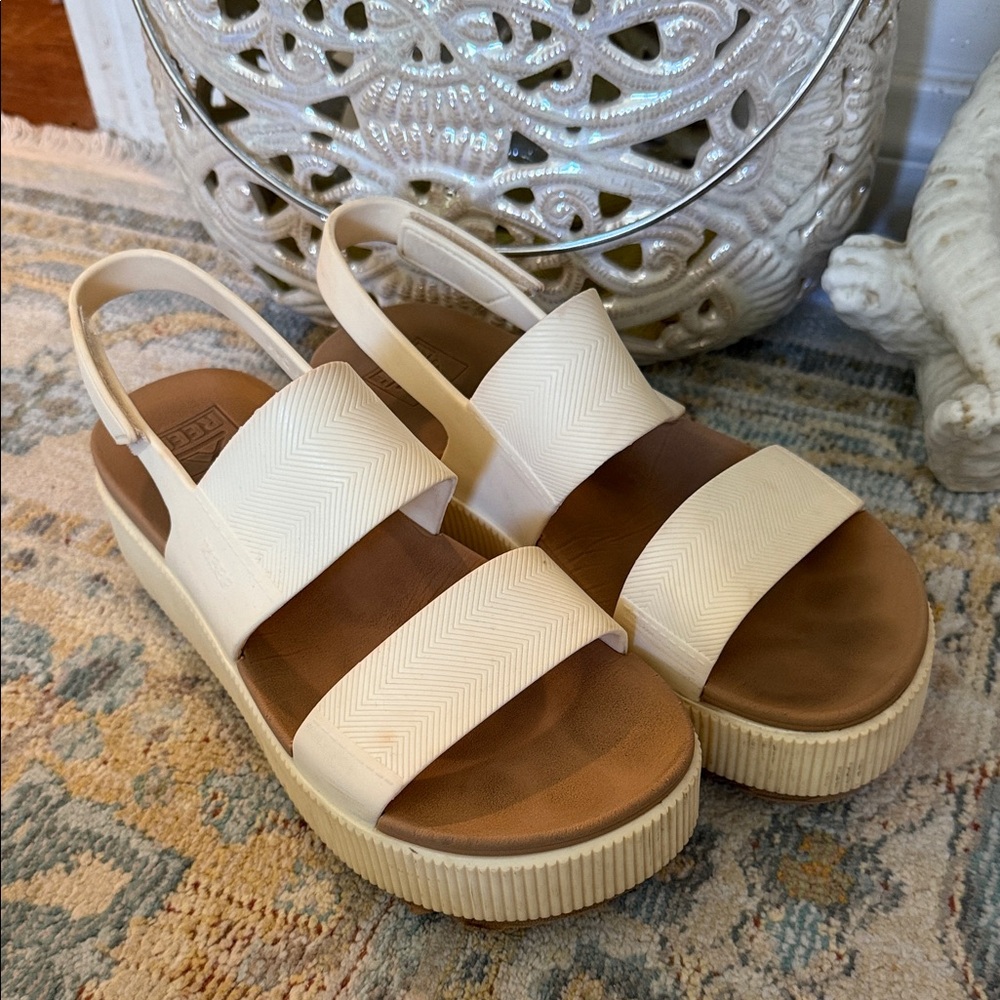 Reef Cream Platform Sandals